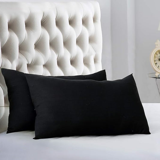 Evolive Ultra Soft Brushed Microfiber King Size 20"x40" Pillowcases Pair with Envelope Clousure Set of 2 (20"x40" King, Black)