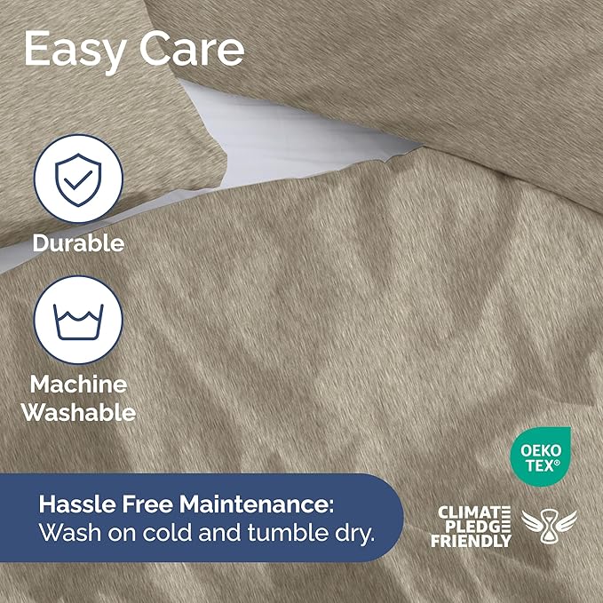 Duvet Cover Twin/Twin XL Size Set - Extra Soft Twin/Twin XL Duvet Cover 68" x 90" with 1 Pillow Sham - Hotel Luxury, Fade Free w/ Zipper Closures & Ties - Comfy, Cozy & Breathable (Heathered Beige)