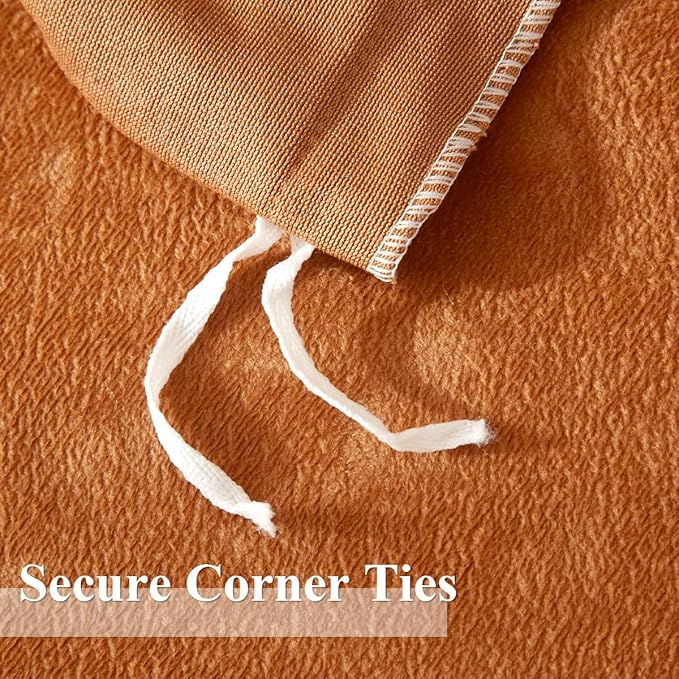 Ivellow Velvet Duvet Cover King Set Burnt Orange Velvet Duvet Cover King Comforter Cover 3Pcs Ultra Soft Duvet Cover Breathable Solid Luxury Flannel Velour Duvet Cover Zipper Closure Corner Tie
