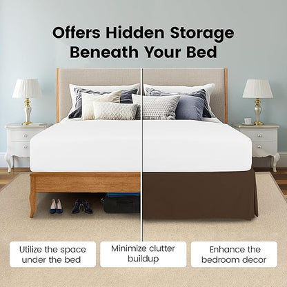 Utopia Bedding Queen Bed Skirt - Soft Quadruple Pleated Ruffle - Easy Fit with 16 Inch Tailored Drop - Hotel Quality, Shrinkage and Fade Resistant (Queen, Brown)