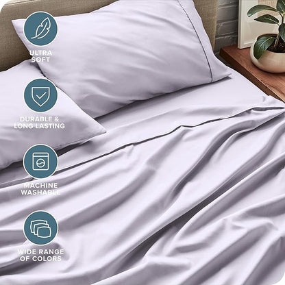 Bare Home California King Sheet Set - 1800 Ultra-Soft Microfiber Cal King Bed Sheets - Double Brushed - Deep Pockets - Easy Fit - 4 Piece Set - Bed Sheets (California King, Light Lavender)