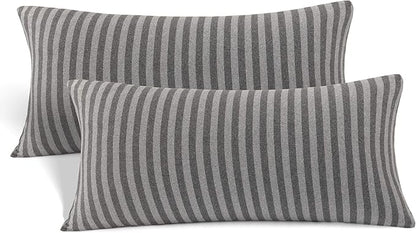 2-Pack Stretch Pillow Cases - Jersey Knit & Ultra Soft Envelope Closure Pillowcases T-Shirt Like Microfiber Blend - Suitable for Queen or Standard Size Set of 2, Gray/Black