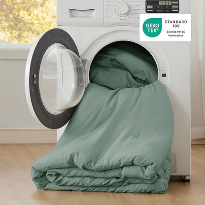 Bedsure Super King Plus Comforter Set, Sage Green Soft Prewashed Bedding for All Seasons, 3 Pieces GentleSoft™ Bed Set, 1 Lightweight Comforter (128"x120") and 2 Pillowcases (20"x36")