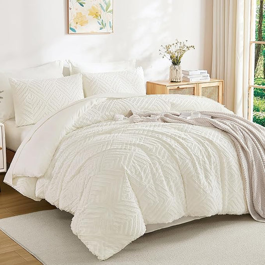 Andency Super King Comforter Set Ivory - 7 Pieces Bed in a Bag Super King Bedding Comforter Sets, Tufted Lightweight Fluffy Bed Set with Comforter, Sheets, Pillowcases & Shams
