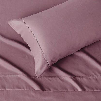 Amazon Basics Lightweight Super Soft Easy Care Wrinkle-Free Microfiber 3-Piece Bed Sheet Set with 14-Inch Deep Pockets, Twin, Rose, Solid