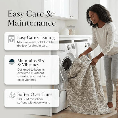 Southshore Fine Living, Inc. Ashanti Collection Oversized King Quilt Bedding Set, Soft Fabric, Lightweight Bedspread 3-Piece, Two Matching Shams (108 in Wide x 98 in Long), Cal/King Quilt Sets, Bone