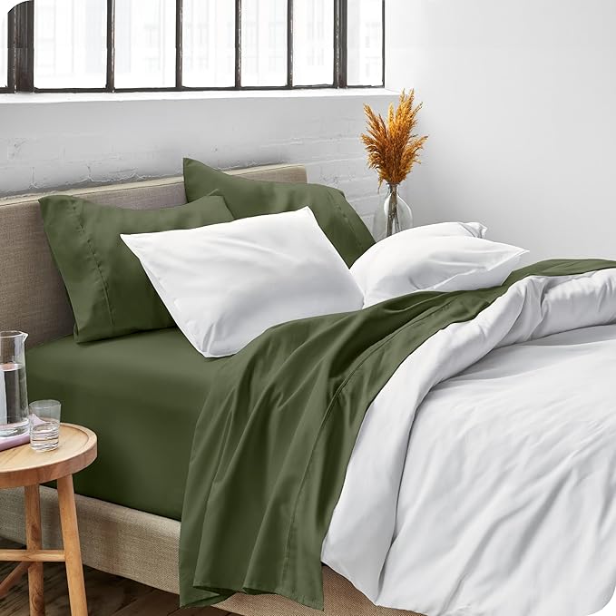 Bare Home Full XL Sheet Set - 1800 Ultra-Soft Microfiber Full Extra Long Bed Sheets - Double Brushed - Deep Pockets - Easy Fit - 4 Piece Set - Bedding Sheets & Pillowcases (Full XL, Cypress)