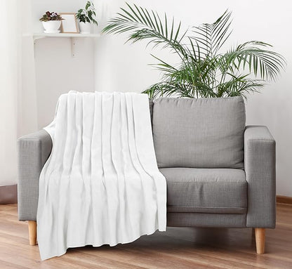 Utopia Bedding White 100% Cotton Blanket [Full Size - 90x84 Inch] Lightweight, Soft and Breathable Thermal Blanket for All Seasons