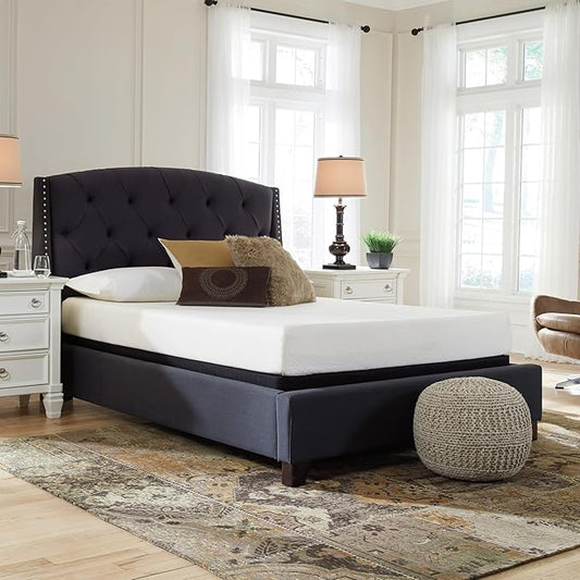 Signature Design by Ashley Full Size Chime 8 Inch Medium Firm Gel Memory Foam Mattress with Green Tea & Charcoal Extract, Fiberglass Free, Mattress In A Box