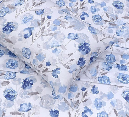 RUVANTI 100% Cotton Sheets – Twin XL Size Percale Bedding, Cooling & Breathable Floral Design, Durable with a Crisp, Soft & Comfortable Feel, 16" Deep Pocket, 3-Piece Set, Monotones
