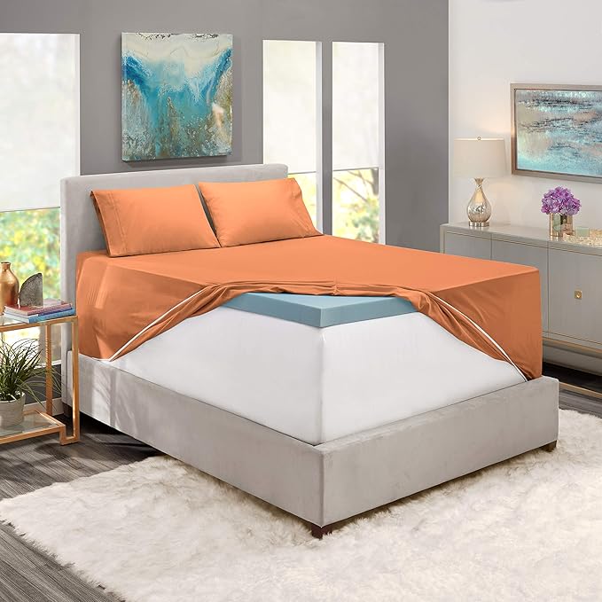 Nestl Twin Size Sheet Set, 4 Piece Extra Deep Pocket (18-24 inches), Microfiber, Hotel Luxury, Soft, Breathable, Wrinkle-Free, Easy to Care, Rust