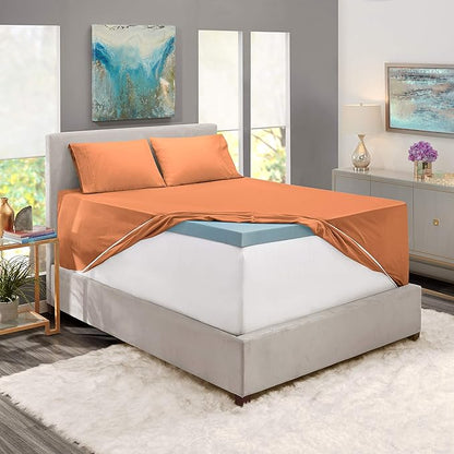 Nestl Full Size Sheet Set, 4 Piece Extra Deep Pocket (18-24 inches), Microfiber, Hotel Luxury, Soft, Breathable, Wrinkle-Free, Easy to Care, Rust
