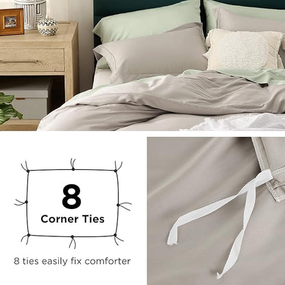 Bedsure Cooling Duvet Cover King Size - Moisture Wicking and Silky Eucalyptus Lyocell Cotton Hybrid Comforter Cover Set for Hot Sleeper - Buttery Soft and Breathable, Cooling Bedding Set, Sand