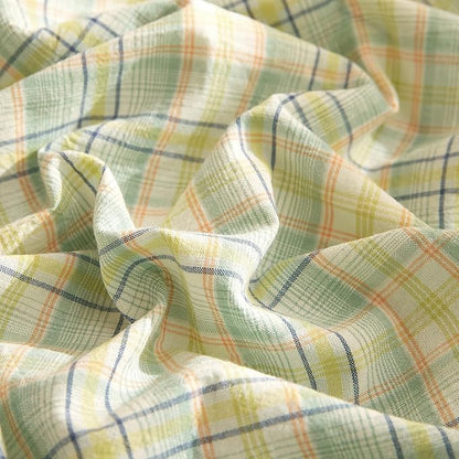 EAVD Modern Style Gingham Comforter Set King Pink Blue Green Grid Plaid Comforter Set Reversible Farmhouse Gingham Bedding Set with 2 Pillowcases Reversible Grid Checkered Bedding Set for All-Season
