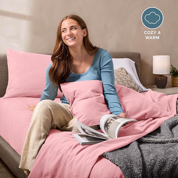 Bare Home Super Soft Fleece Sheet Set - King Size - Extra Plush Polar Fleece, No-Pilling Bed Sheets - All Season Cozy Warmth (King, Light Pink)
