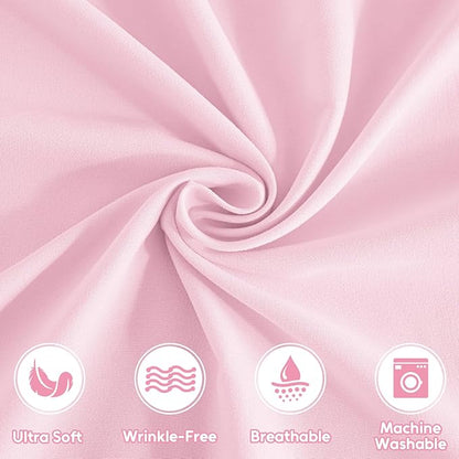 Twin Sheets Set, 3 Pieces Hotel Luxury Soft Microfiber Bed Sheets Set, Up to 16" Deep Pockets, Oeko-Tex Sheets with Elastic, Breathable, Wrinkle Free (Light Pink, Twin)