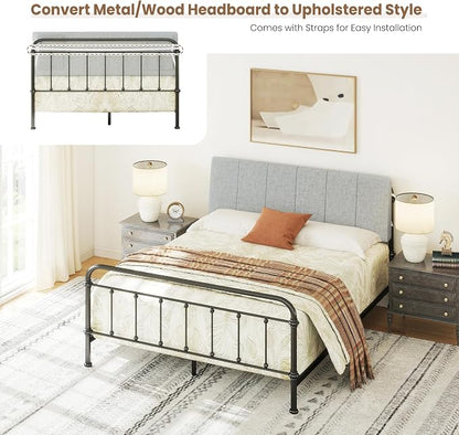 Queen Size Headboard Only-No Assembly Required, Light Gray | Easy to use no assembly required, Linen fabric and extra-thick foam for added comfort, Modern style headboard queen size