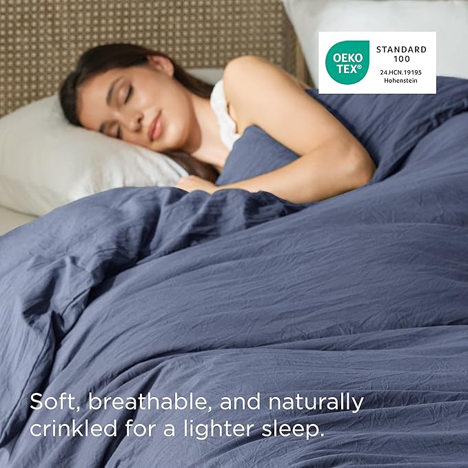 Bedsure Navy Blue Duvet Cover Queen Size Only - Prewashed Cotton-Like Polyester Extra Soft All Season Bedding, Includes 1 Duvet Cover 90x90 Inches with Zipper Closure, Comforter Not Included