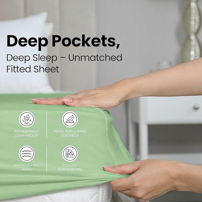 Utopia Bedding King Fitted Sheet - Bottom Sheet - Deep Pocket - Soft Microfiber - Shrinkage and Fade Resistant - Easy Care -1 Fitted Sheet Only (Sage Green)