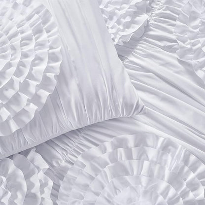 Lush Decor 3 Piece Serena Comforter Set, King, White