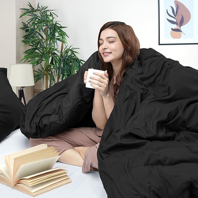 Utopia Bedding Duvet Cover King Size - 3 Piece with Zipper Closure - 1 Comforter Cover 104X90 Inches & 2 Pillow Shams 20X36 Inches (Black) Comforter Not Included