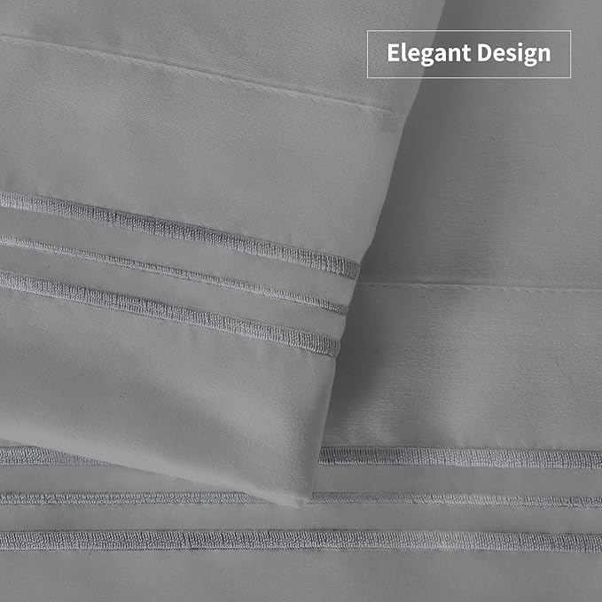 YIYEA Pillow Cases Queen Size Set of 4, Ultra Soft 1800TC Hotel Quality Double Brushed Microfiber Embroidered Pillowcases and Floral Pillow Covers, Envelope Closure, Fade Resistant (20"x30")