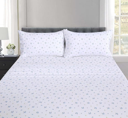 RUVANTI 100% Cotton Sheets – Split King Size Percale Bedding, Cooling & Breathable Floral Design, Durable with a Crisp, Soft & Comfortable Feel, 16" Deep Pocket, 5-Piece Set, Phulkari
