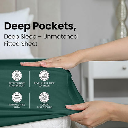 Utopia Bedding Queen Fitted Sheet - Bottom Sheet - Deep Pocket - Soft Microfiber - Shrinkage and Fade Resistant - Easy Care -1 Fitted Sheet Only (Emerald)
