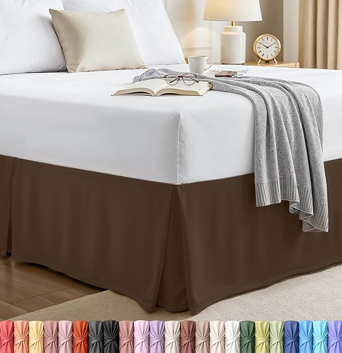 Utopia Bedding King Bed Skirt - Soft Quadruple Pleated Ruffle - Easy Fit with 16 Inch Tailored Drop - Hotel Quality, Shrinkage and Fade Resistant (King, Brown)