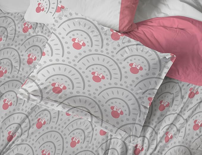 Disney Minnie Mouse Full Sized Comforter Set - 7 Piece Bedding Includes Sheet Set & Pillow Covers - Super Soft Cozy Pink Mandala Bedding