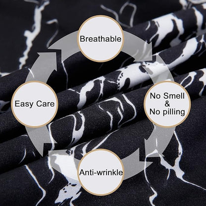 Best Season Bed Sheet Set 4 Pieces -Queen Size-Soft Durable Microfiber Bedding Sheet Set,Deep Pocket,Stain,Fade & Wrinkle Resistant(Black Marble)