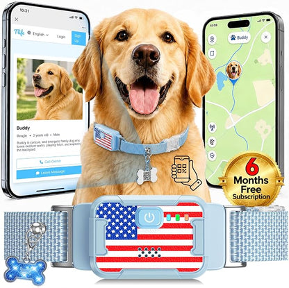 Smart Dog GPS Tracker, Complimentary 6-Month Subscription, Live Pet Tracker with Virtual Fence, Dog Tracker for Dogs with Health & Behavior Monitoring, Escape Alerts, with Virtual Fence, Blue