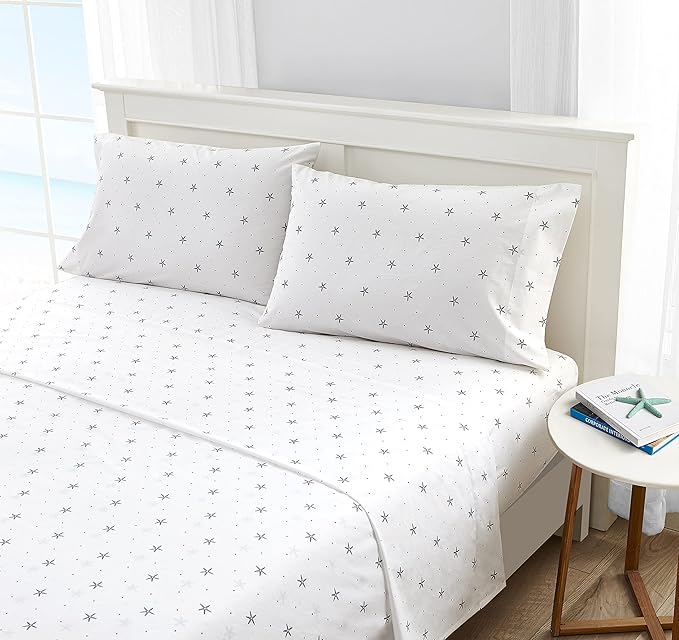 Nautica - Full Sheets, Cotton Percale Bedding Set, Casual Home Decor (Star Spangled Coastal Navy, Full)