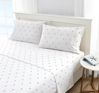 Nautica - Twin Sheet Set, Crisp & Tailored Cooling Sheets with a Smooth Cotton Percale Lightweight Feel - Bed Sheets with Matching Pillowcase & Fitted Sheet (Star Spangled Coastal Navy)