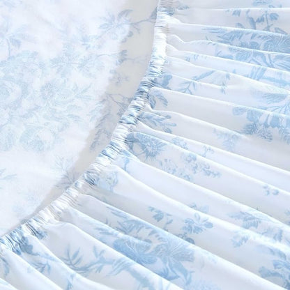 Laura Ashley - Twin Sheet Set, Crisp & Cool Cotton Percale Bedding with Deep Pockets, Lightweight for Year Round Comfort, Bed Sheets with Matching Pillowcases (Walled Garden Blue)