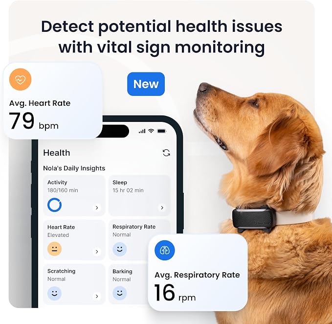 Tractive XL Smart Dog GPS Tracker | Live Pet Tracker with Virtual Fence | Vital Signs Monitoring of Heart & Respiratory Rate | Up to 6-Weeks Battery Life | Dog Collar Attachment (Brown)