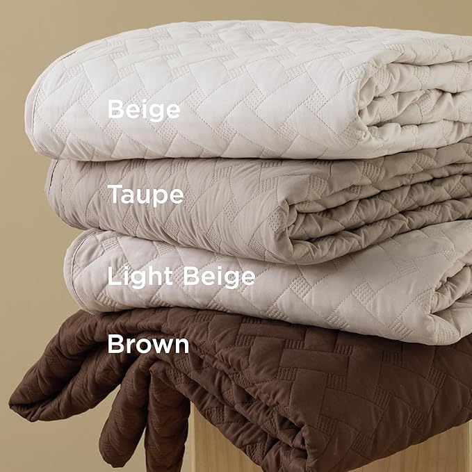 Bedsure Quilts Twin Size - Lightweight Bedspreads Twin Size with Basket Weave Pattern, Soft Quilt Bedding Set, Light Beige Comforter Set Coverlet for All Seasons with 1 Pillow Sham (68" x 86") | Skin-Friendly Soft, All-Season Comfort, Breathable, Light...