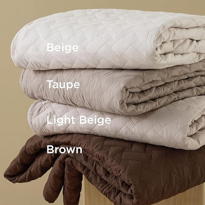 Bedsure Quilts Queen Size - Lightweight Bedspreads Queen Size with Basket Weave Pattern, Soft Quilt Bedding Set, Taupe Comforter Set Coverlet for All Seasons with 2 Pillow Shams (90" x 96") | Skin-Friendly Soft, All-Season Comfort, Breathable, Lightwei...