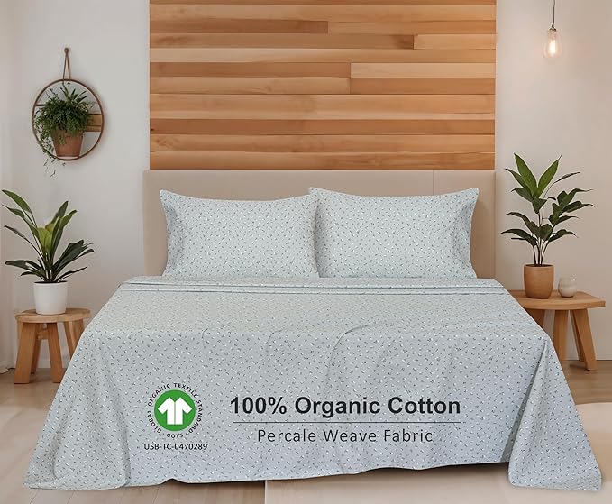 RUVANTI 100% Organic Cotton Sheets California King, Percale Weave, GOTS Certified, 4-Piece Set, Deep Pocket 13", Crisp & Breathable, Soft Durable Bedding, Sábanas Algodón Orgánico – Bud Club