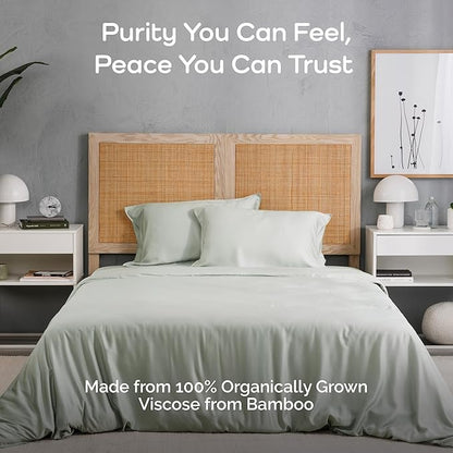 Viscose Bamboo Twin XL Sheets 3PC Set - Extra Long - Cooling Bedding for Hot Sleepers with Moisture Wicking Technology - Silky Soft 16 Inch Deep Pocket, Sage - 38" x 80"