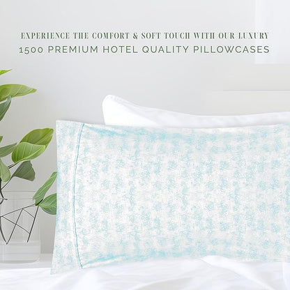 Elegant Comfort Ultra Soft Set of 2 Sea Waves Print Pillowcases - 1500 Premium Hotel Quality Microfiber, Soft and Smooth Envelope Closure 2-Piece Pillow Covers - Standard/Queen, Wave Aqua