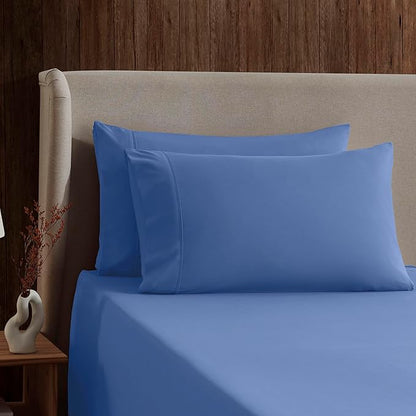Nestl Queen Sheet Set - Luxury 1800 Ultra-Soft Microfiber Bed Sheets - Double Brushed - Deep Pockets - Easy Fit - 4 Piece Set - Bedding Sheets & Pillowcases (Queen, Calm Blue)