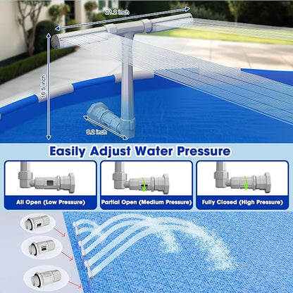 Pool Fountain for Above and Inground Pools, APP Smart Control Pool Lights with 16 Color LED Lights, Waterfall Sprinkler and Adjustable Dual Sprayer for Swimming Cooling Outdoor