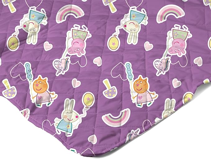 Peppa Pig Fairgrounds Quilted Throw Blanket – Soft Blanket for Kids Featuring Peppa Pig, Lightweight Bedding for Bed, Couch, or Sleepovers, 60 x 80 Inches
