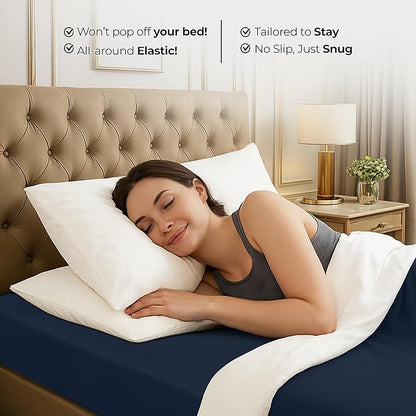 Utopia Bedding Queen Fitted Sheet - Bottom Sheet - Deep Pocket - Soft Microfiber - Shrinkage and Fade Resistant - Easy Care -1 Fitted Sheet Only (Navy)