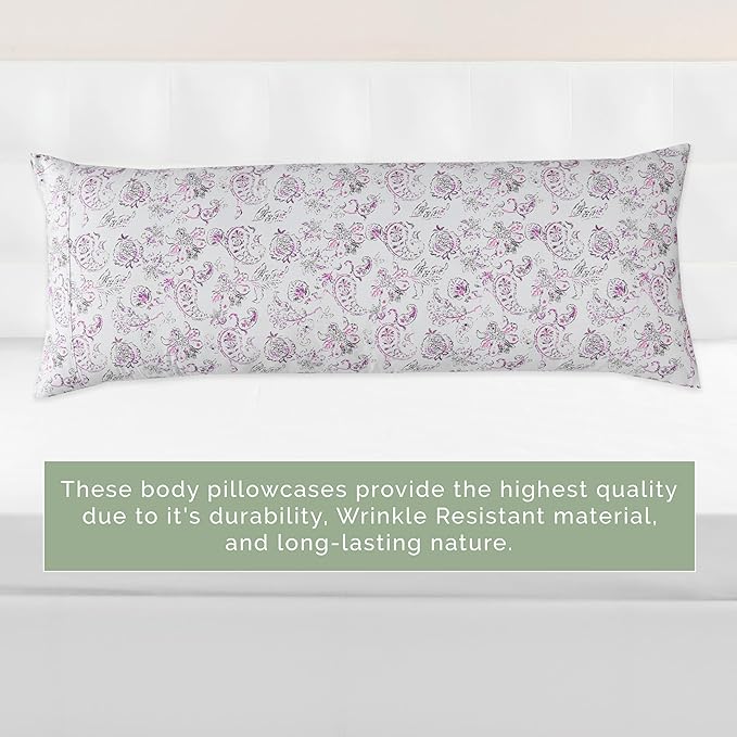 Elegant Comfort Ultra Soft 1-Piece Set Floral Print Pillowcases - 1500 Premium Hotel Quality Microfiber, Soft and Smooth Hidden Zipper Closure 1-Piece Pillow Covers - Body Pillowcase, Paisley Purple