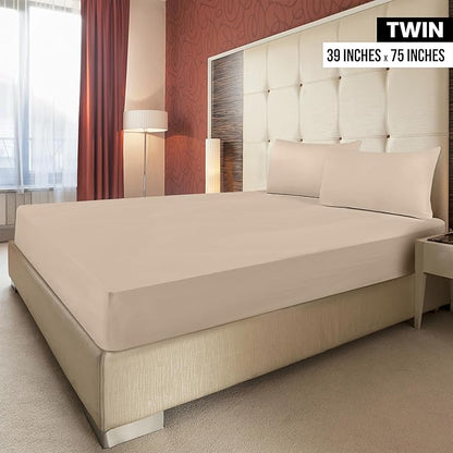 Utopia Bedding Twin Fitted Sheets - Bulk Pack of 2 Bottom Sheets - Soft Brushed Microfiber - Deep Pockets - Shrinkage & Fade Resistant - Easy Care (Twin, Beige)