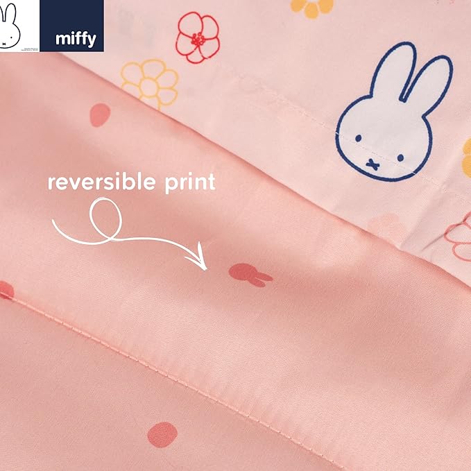 Miffy Bedding Set, Full Size 7-Piece Super Soft Fluffy Reversible Comforter & Sheet Set with Sham, (100% Officially Licensed Product) by Franco Collectibles