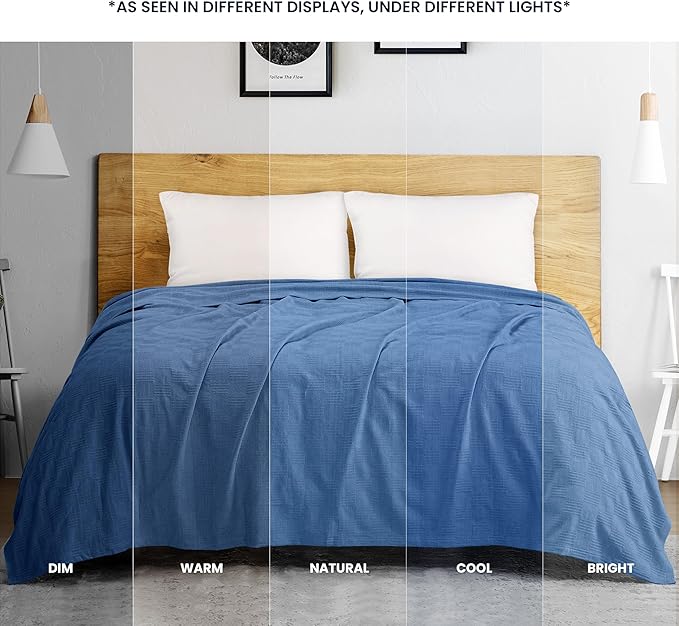 Utopia Bedding Wedgewood 100% Cotton Blanket [Twin Size - 90x72 Inch] Lightweight, Soft and Breathable Thermal Blanket for All Seasons