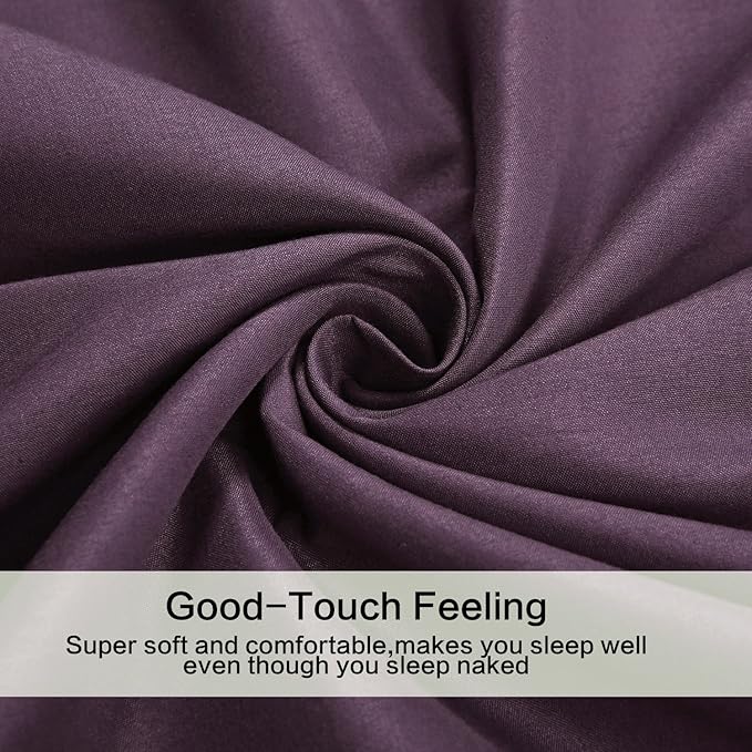 4 Piece Bed Sheet Set (Queen,Purple) 1 Flat Sheet,1 Fitted Sheet and 2 Pillow Cases,Brushed Microfiber Luxury Bedding with Deep Pockets